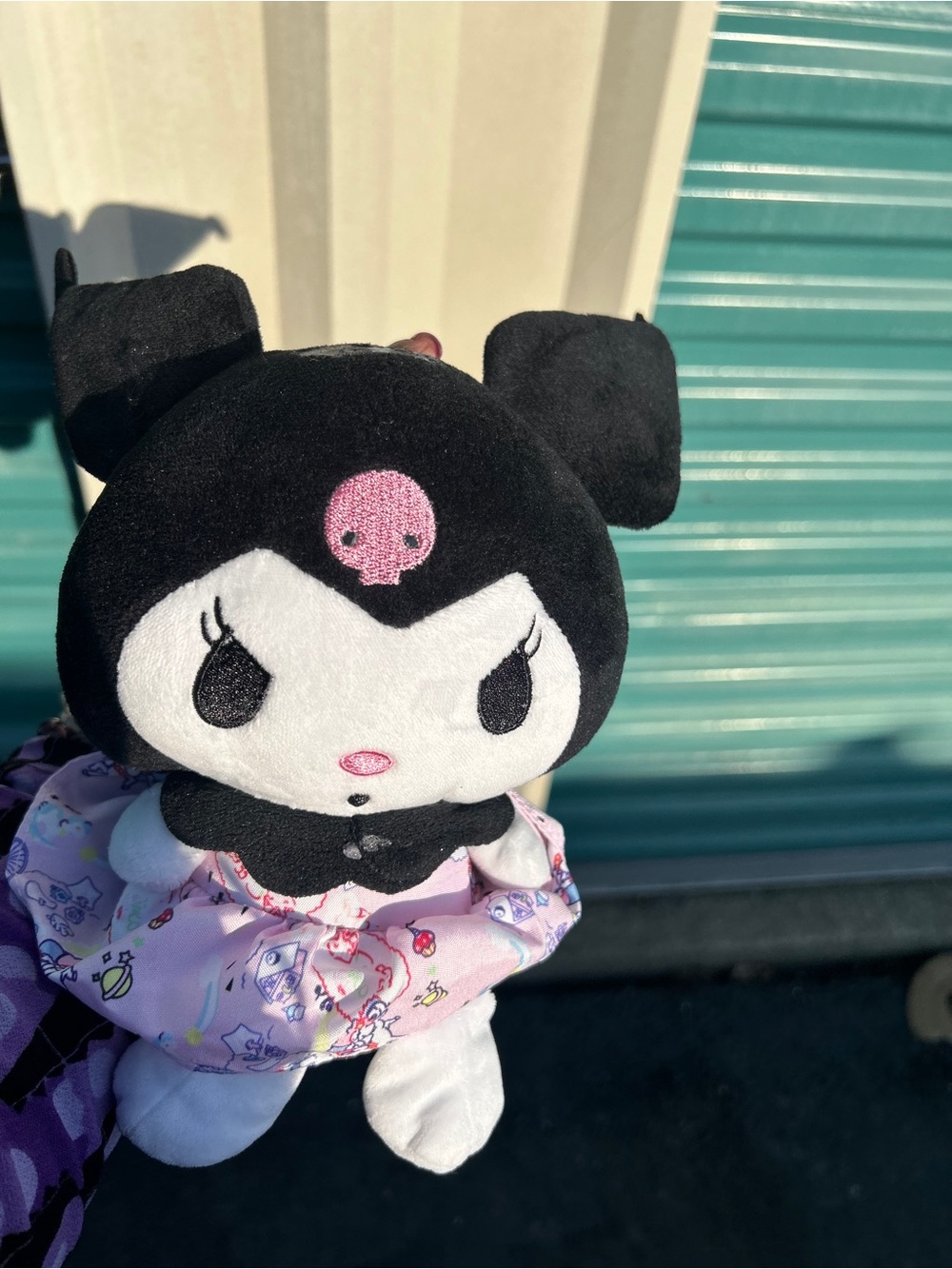 Sanrio Kuromi Plush Hooded Doll - Black, Pink, White see top of head for flaw